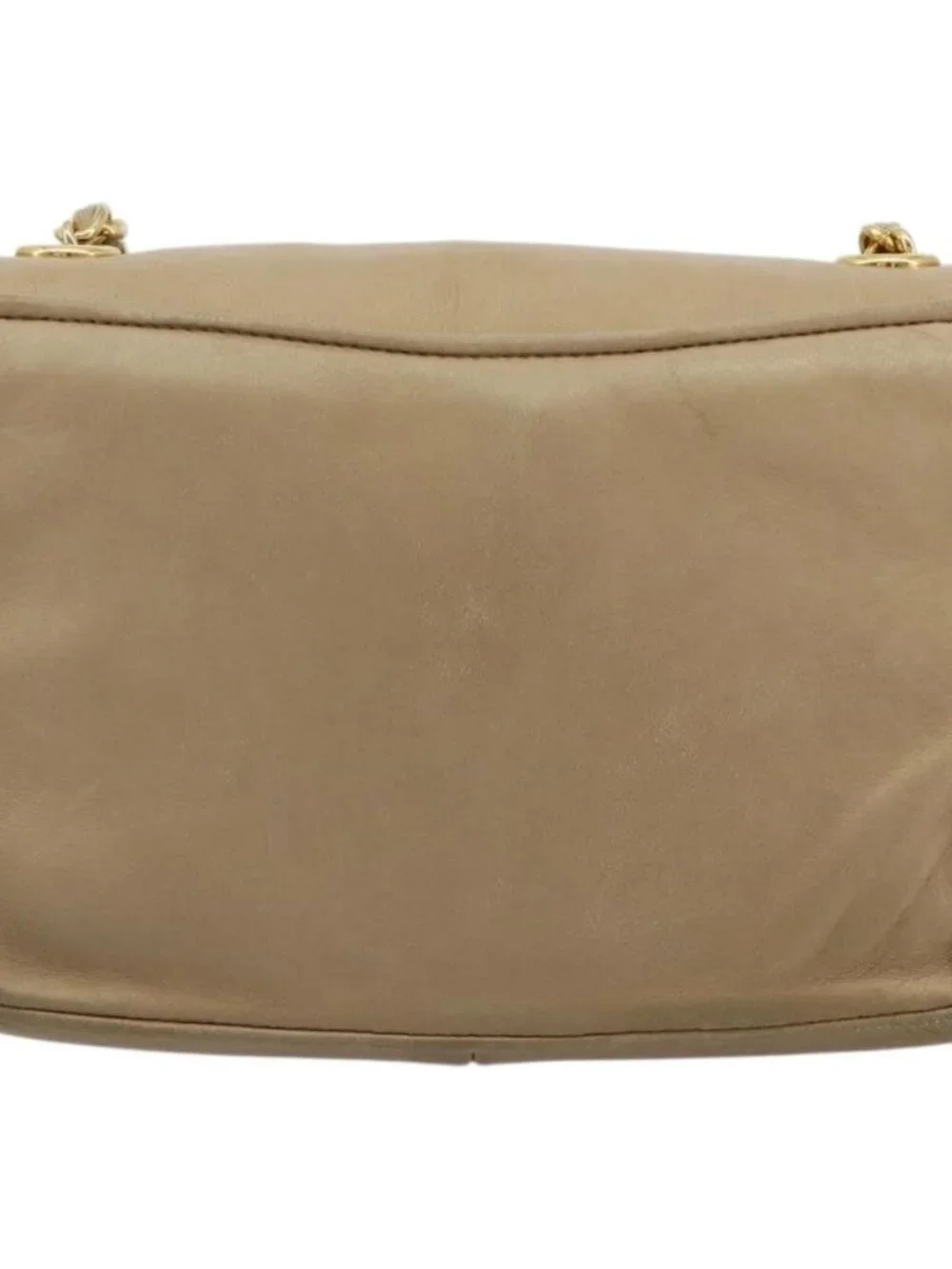 CHANEL Matelasse Chain Shoulder Bag Lamb Skin Beige Gold CC Auth ka4478V